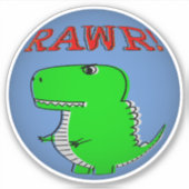 Cute en Angry Cartoon T-Rex RAWR Sticker (Voorkant)