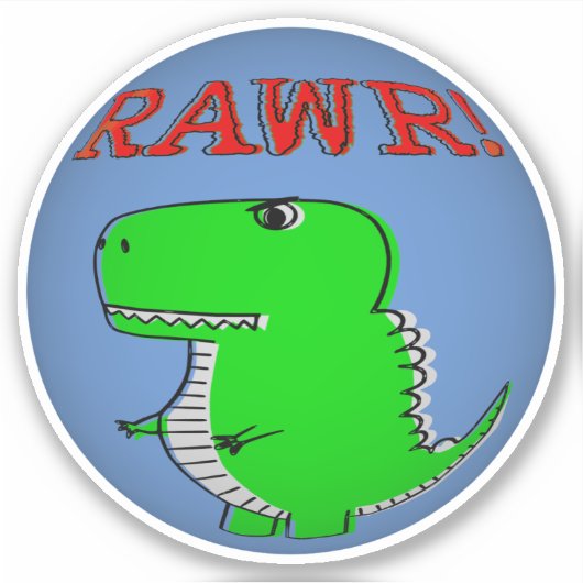Cute en Angry Cartoon T-Rex RAWR Sticker (Voorkant)
