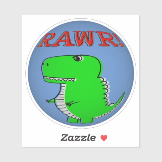 Cute en Angry Cartoon T-Rex RAWR Sticker (Vel)