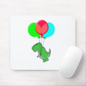 Cute en Angry Dino vliegen met partijballonnen Muismat (Met muis)