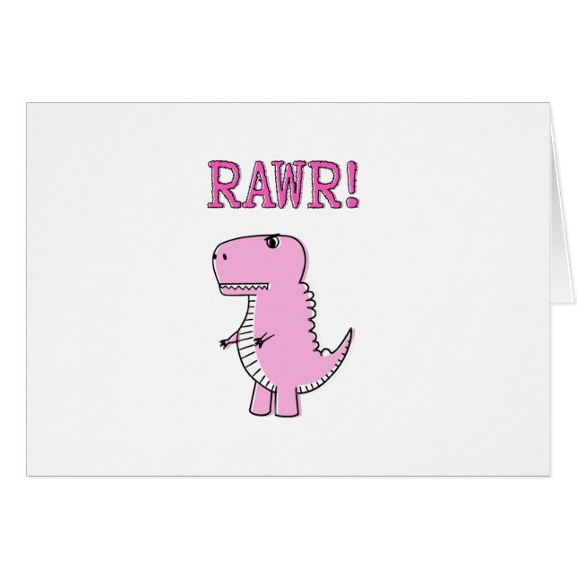 Cute en Angry roze Cartoon T-Rex Dinosaur (Voorkant Horizontaal)