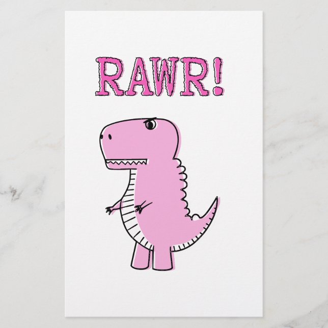 Cute en Angry roze Cartoon T-Rex Dinosaur (Voorkant)