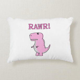 Cute en Angry roze Cartoon T-Rex Dinosaur Accent Kussen