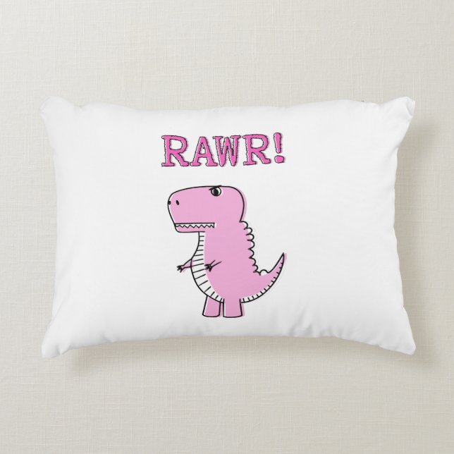 Cute en Angry roze Cartoon T-Rex Dinosaur Accent Kussen (Voorkant)