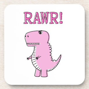 Cute en Angry roze Cartoon T-Rex Dinosaur Bier Onderzetter