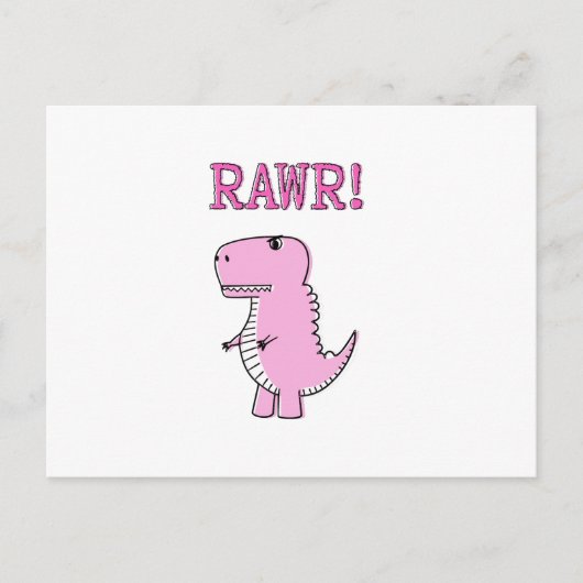 Cute en Angry roze Cartoon T-Rex Dinosaur Briefkaart (Voorkant)