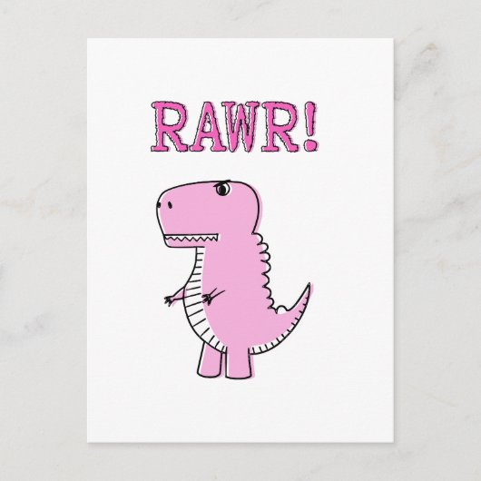 Cute en Angry roze Cartoon T-Rex Dinosaur Briefkaart (Voorkant)