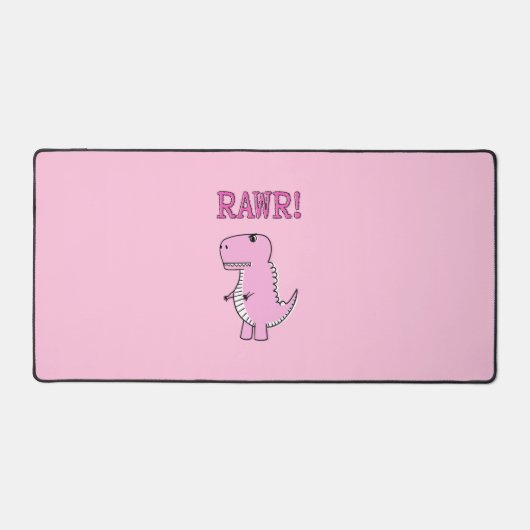 Cute en Angry roze Cartoon T-Rex Dinosaur Bureaumat (Voorkant)