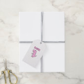 Cute en Angry roze Cartoon T-Rex Dinosaur Cadeaulabel (Met Touw)