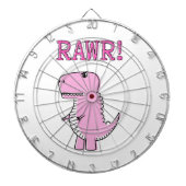 Cute en Angry roze Cartoon T-Rex Dinosaur Dartbord (Voorkant)