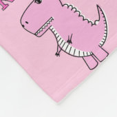 Cute en Angry roze Cartoon T-Rex Dinosaur Fleece Deken (Hoek)