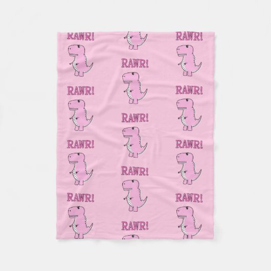 Cute en Angry roze Cartoon T-Rex Dinosaur Fleece Deken (Voorkant)