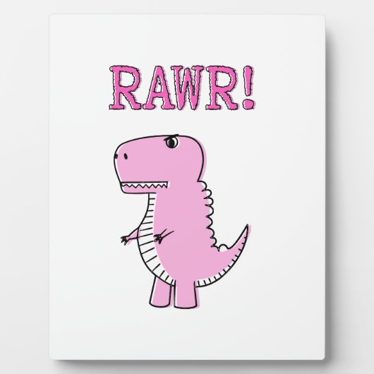 Cute en Angry roze Cartoon T-Rex Dinosaur Fotoplaat (Voorkant)