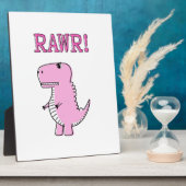 Cute en Angry roze Cartoon T-Rex Dinosaur Fotoplaat (Zijkant)