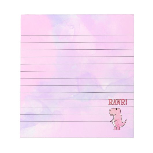 Cute en Angry roze Cartoon T-Rex Dinosaur, gelinkt Notitieblok (Voorkant)