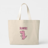 Cute en Angry roze Cartoon T-Rex Dinosaur Grote Tote Bag (Achterkant)