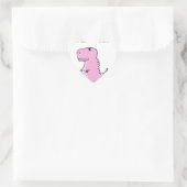 Cute en Angry roze Cartoon T-Rex Dinosaur Hart Sticker (Tas)