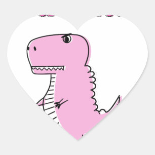 Cute en Angry roze Cartoon T-Rex Dinosaur Hart Sticker