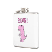 Cute en Angry roze Cartoon T-Rex Dinosaur Heupfles (Links)