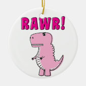 Cute en Angry roze Cartoon T-Rex Dinosaur Keramisch Ornament (Voorkant)
