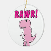 Cute en Angry roze Cartoon T-Rex Dinosaur Keramisch Ornament (Links)