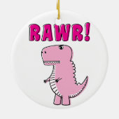 Cute en Angry roze Cartoon T-Rex Dinosaur Keramisch Ornament (Achterkant)