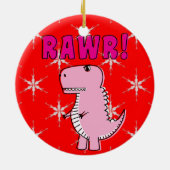 Cute en Angry roze Cartoon T-Rex Dinosaur Keramisch Ornament (Achterkant)
