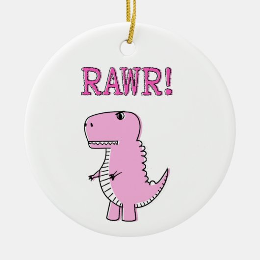 Cute en Angry roze Cartoon T-Rex Dinosaur Keramisch Ornament (Voorkant)