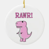 Cute en Angry roze Cartoon T-Rex Dinosaur Keramisch Ornament (Achterkant)