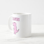 Cute en Angry roze Cartoon T-Rex Dinosaur Koffiemok (Voorkant links)