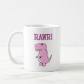 Cute en Angry roze Cartoon T-Rex Dinosaur Koffiemok (Links)