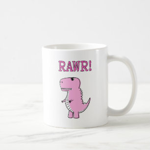 Cute en Angry roze Cartoon T-Rex Dinosaur Koffiemok
