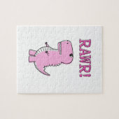 Cute en Angry roze Cartoon T-Rex Dinosaur Legpuzzel (Horizontaal)