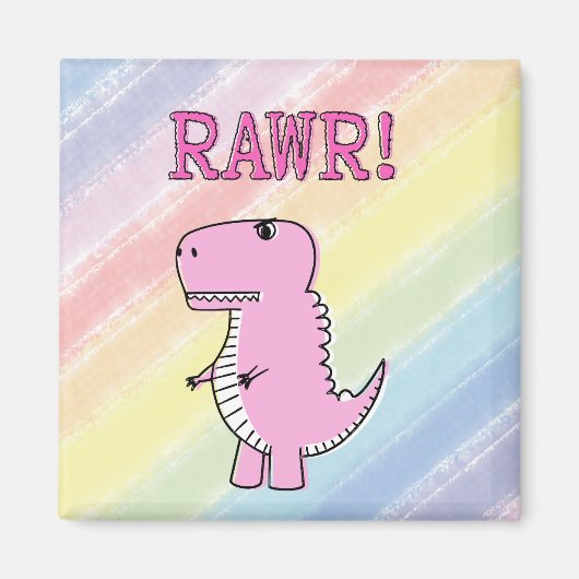 Cute en Angry roze Cartoon T-Rex Dinosaur Magneet (Voorkant)