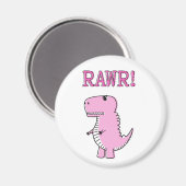 Cute en Angry roze Cartoon T-Rex Dinosaur Magneet (Voorkant / Achterkant)