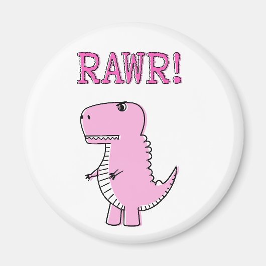 Cute en Angry roze Cartoon T-Rex Dinosaur Magneet (Voorkant)