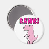 Cute en Angry roze Cartoon T-Rex Dinosaur Magneet (Voorkant / Achterkant)