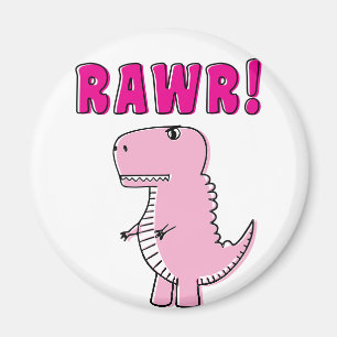 Cute en Angry roze Cartoon T-Rex Dinosaur Magneet