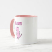 Cute en Angry roze Cartoon T-Rex Dinosaur Mok (Voorkant links)