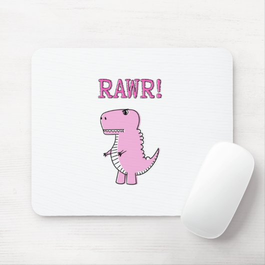 Cute en Angry roze Cartoon T-Rex Dinosaur Muismat (Met muis)