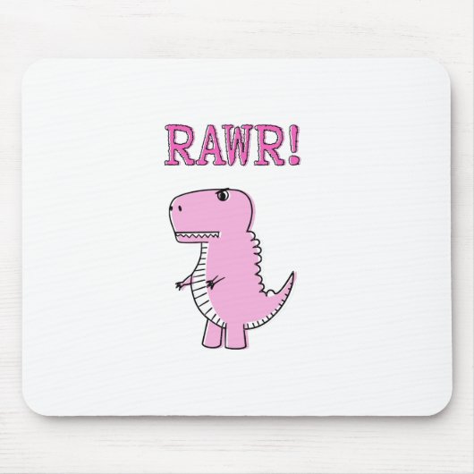 Cute en Angry roze Cartoon T-Rex Dinosaur Muismat (Voorkant)