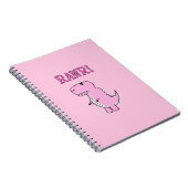 Cute en Angry roze Cartoon T-Rex Dinosaur Notitieboek (Rechterzijde)