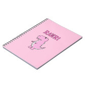 Cute en Angry roze Cartoon T-Rex Dinosaur Notitieboek (Linkerzijde)