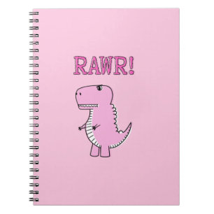 Cute en Angry roze Cartoon T-Rex Dinosaur Notitieboek