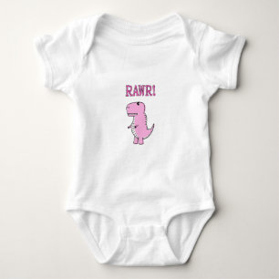 Cute en Angry roze Cartoon T-Rex Dinosaur Romper