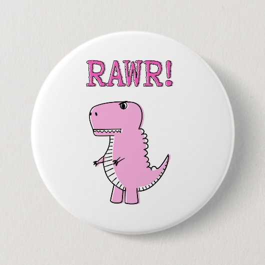 Cute en Angry roze Cartoon T-Rex Dinosaur Ronde Button 7,6 Cm (Voorkant)