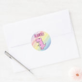 Cute en Angry roze Cartoon T-Rex Dinosaur Ronde Sticker (Envelop)