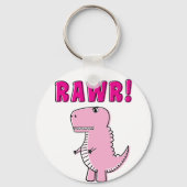 Cute en Angry roze Cartoon T-Rex Dinosaur Sleutelhanger (Voorkant)
