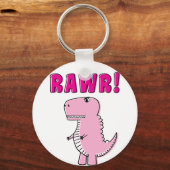 Cute en Angry roze Cartoon T-Rex Dinosaur Sleutelhanger (Achterkant)