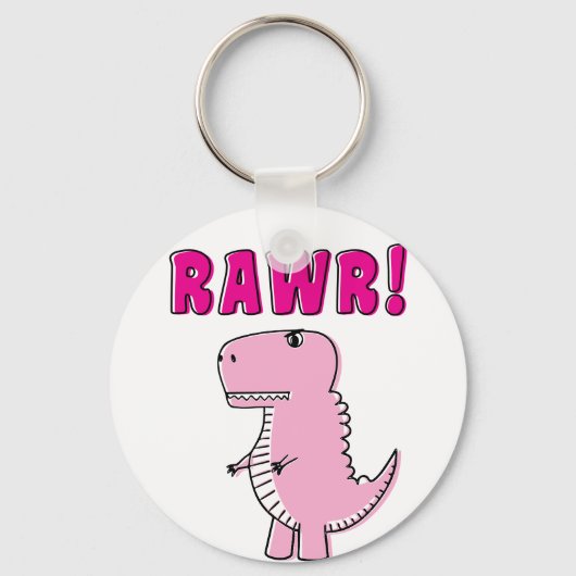 Cute en Angry roze Cartoon T-Rex Dinosaur Sleutelhanger (Achterkant)
